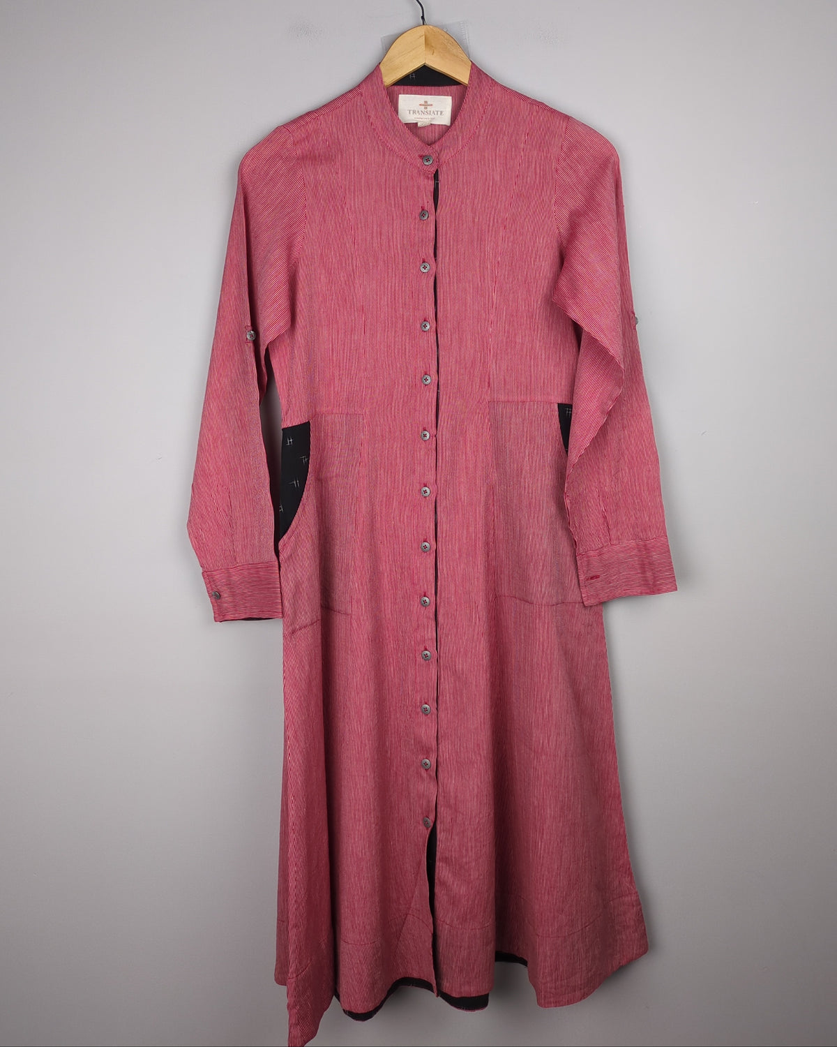 Translate Red Buttoned Kurta