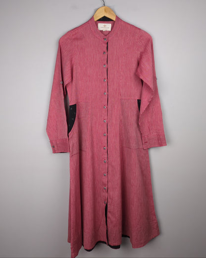 Translate Red Buttoned Kurta