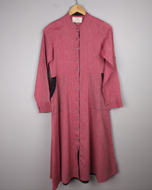 Translate Red Buttoned Kurta