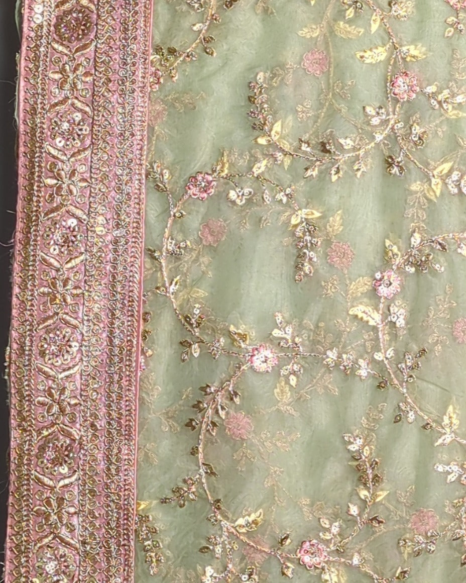 Green Embroidered Saaree