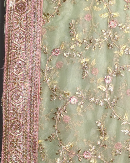 Green Embroidered Saaree