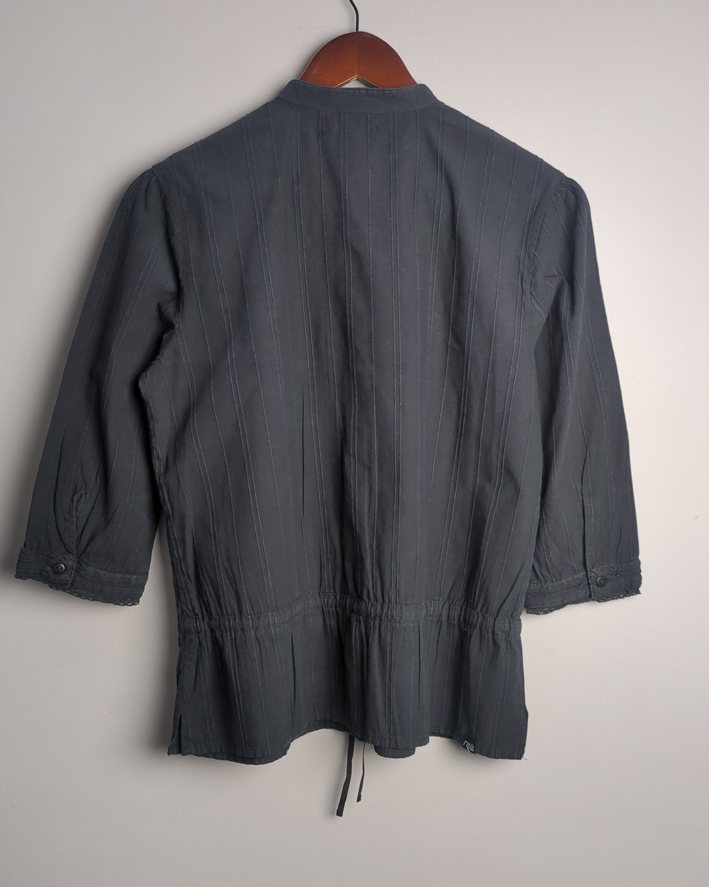 Roots 73 Black Button Blouse