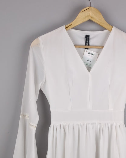 Sassafras White Bell Sleeve Dress