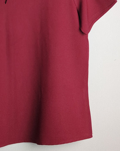 Shein Wine Scalloped Blouse