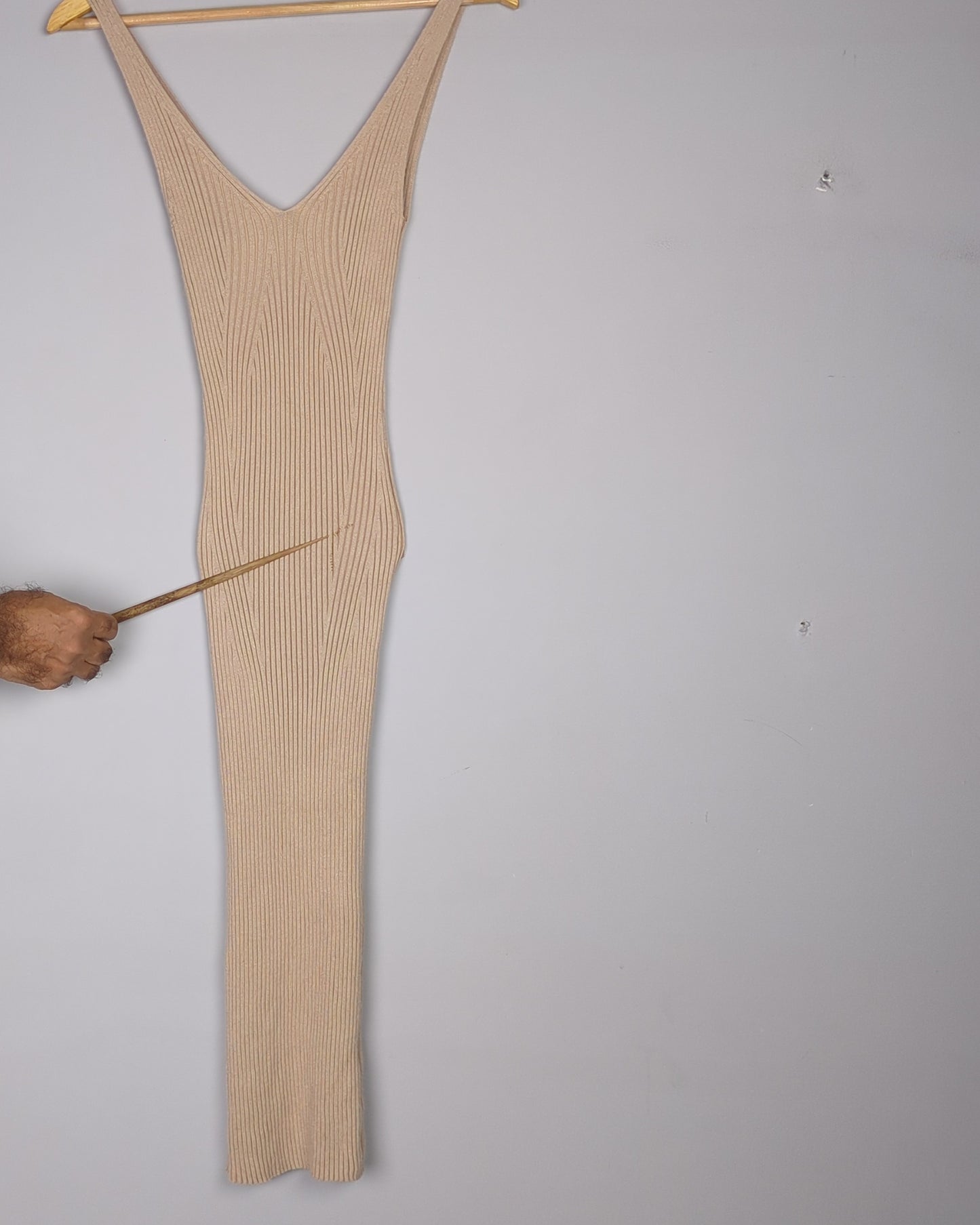 Beige Ribbed Dress