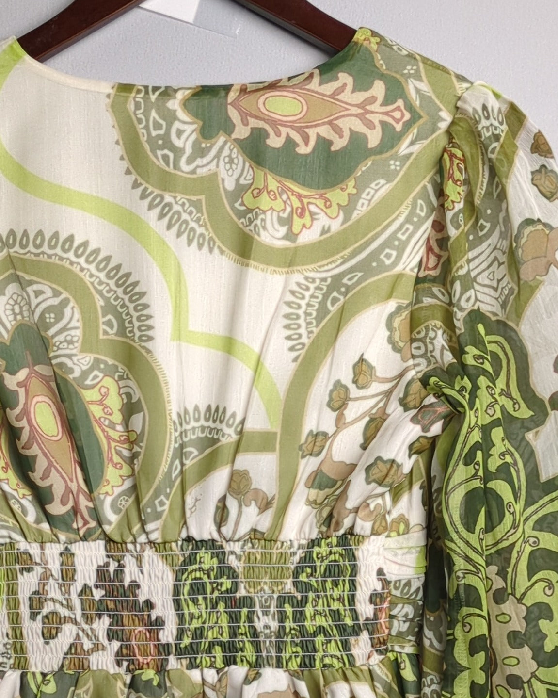 Honey Glam Green Paisley Blouse