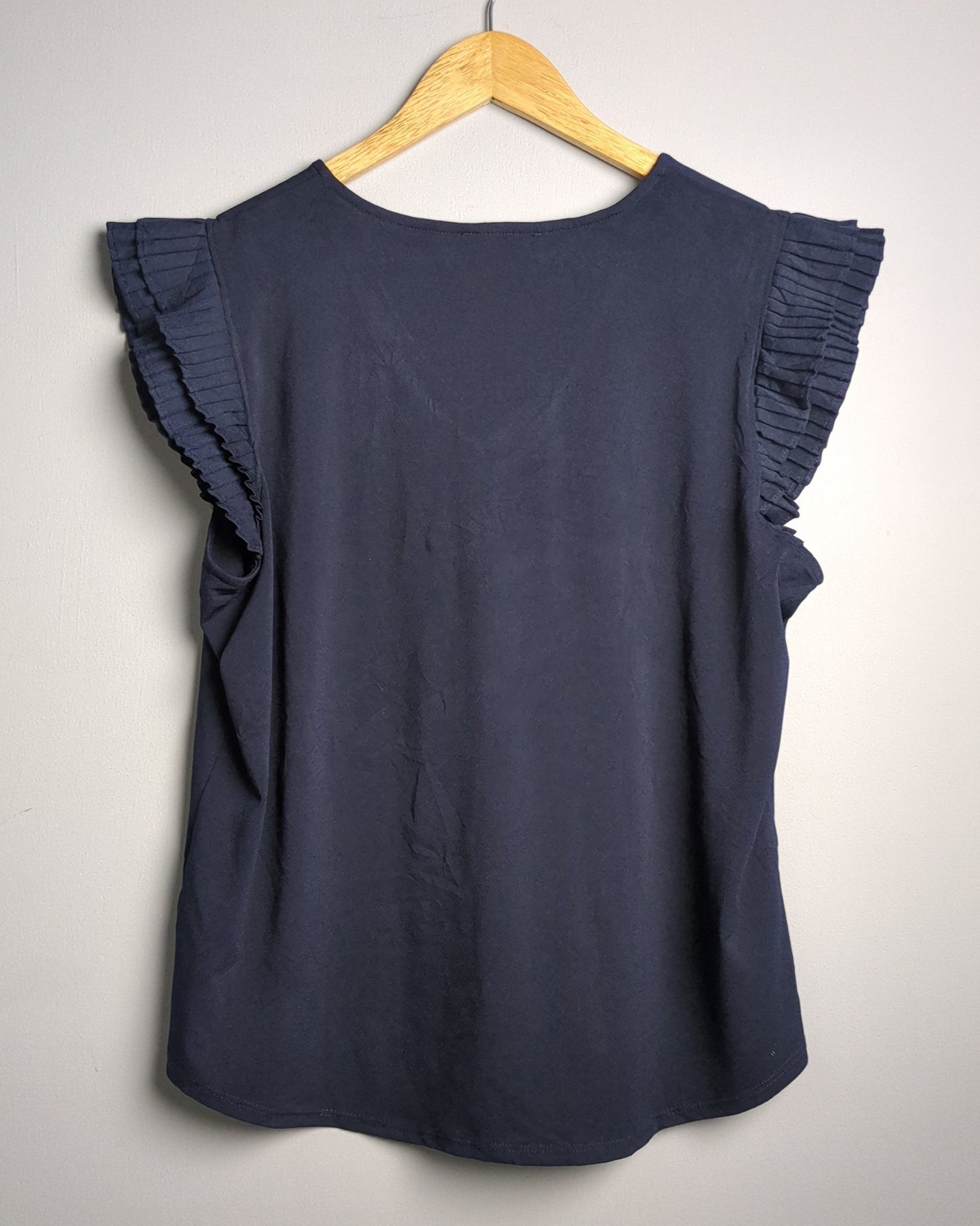 Adrianna Papell Blue Ruffle Top