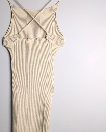Zara Beige Ribbed Dress