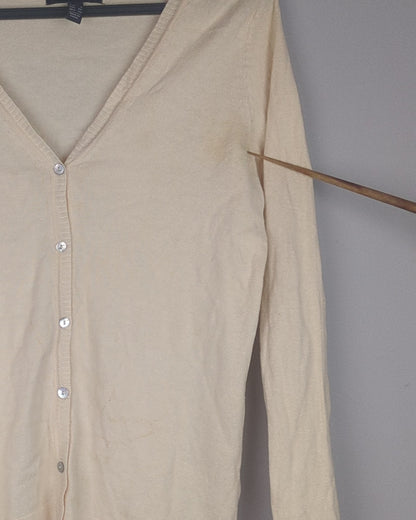 Mango Beige Button Cardigan