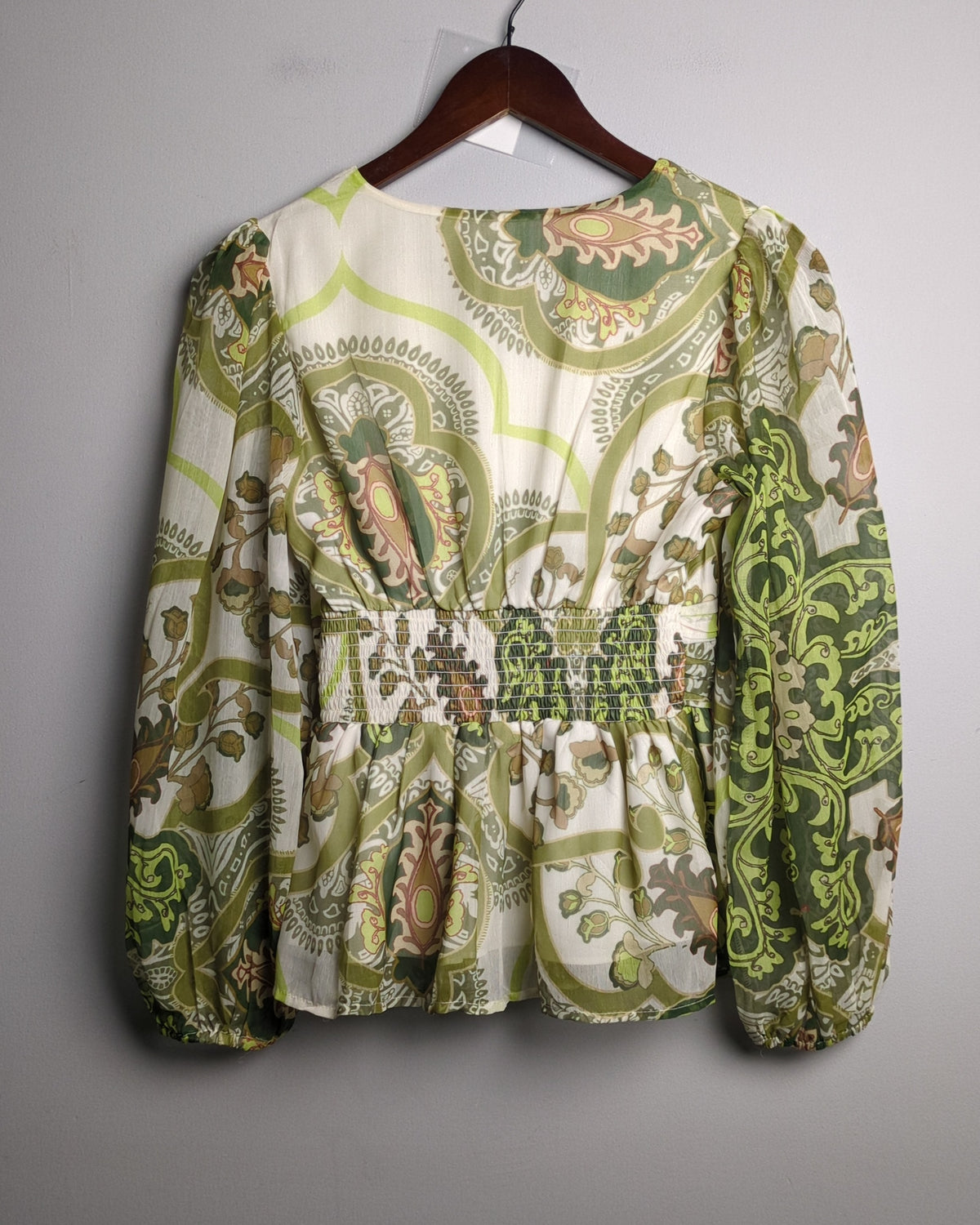 Honey Glam Green Paisley Blouse