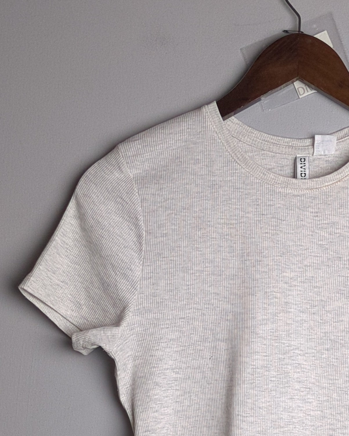 Divided Beige Ribbed Tee