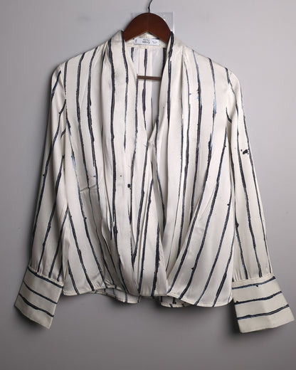 Mng White Wrap Blouse