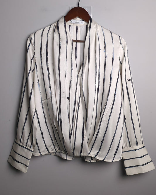 Mng White Wrap Blouse