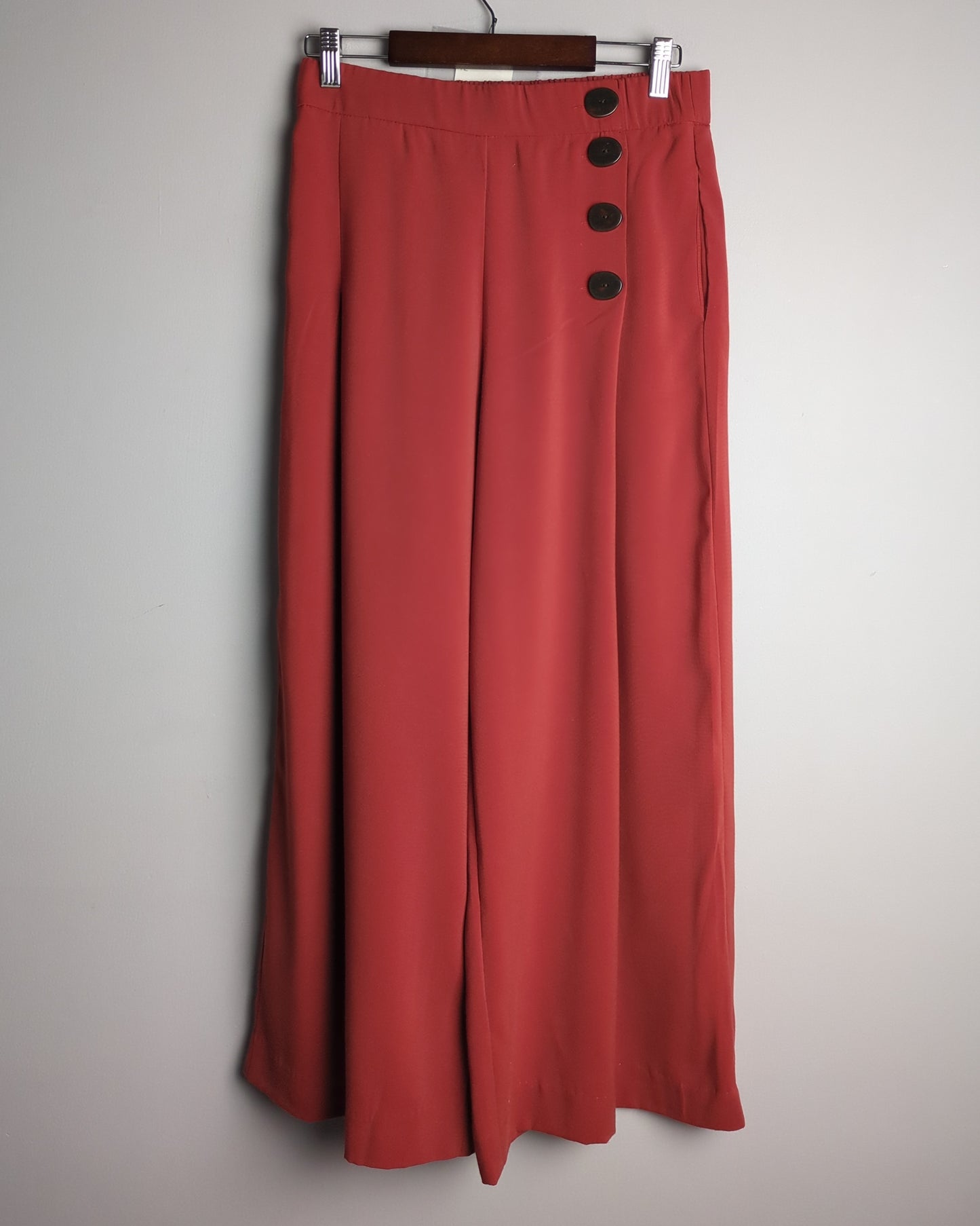 Zara Red Wide-Leg Pants