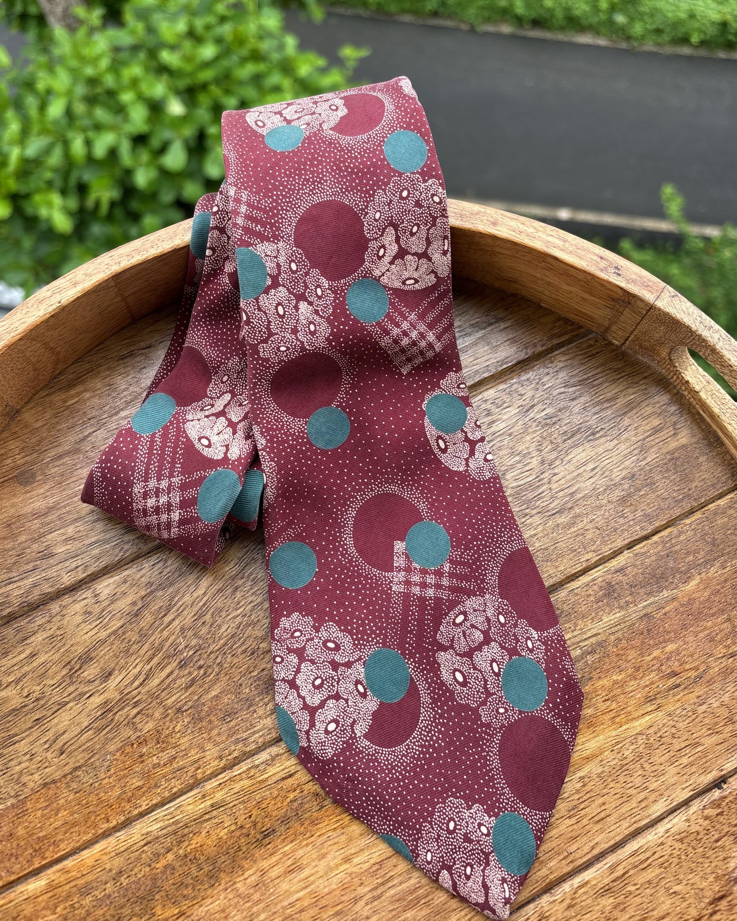 Perry Ellis Wine Graphic Silk Necktie