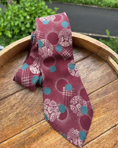 Perry Ellis Wine Graphic Silk Necktie