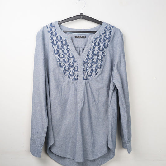 Embroidered Chambray Blouse