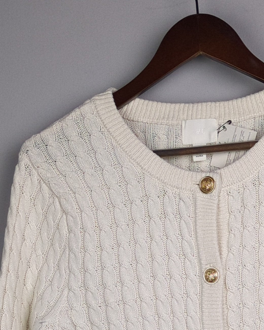 H&M White Cable Cardigan
