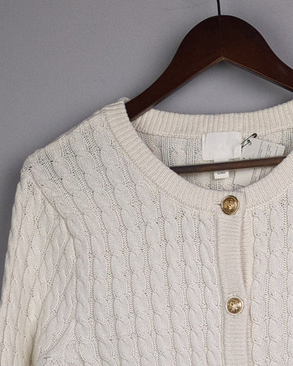 H&M White Cable Cardigan