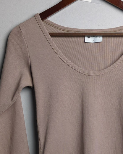 Beige Ribbed Bodysuit