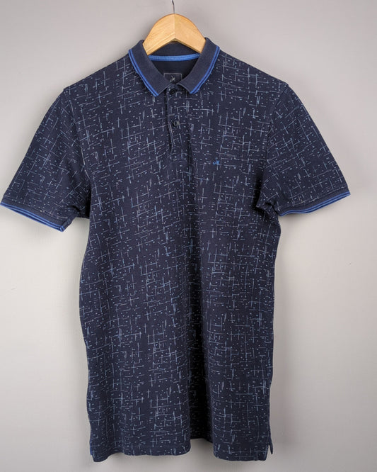 John Muller Blue Patterned Polo