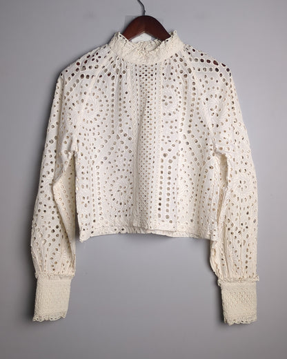 H&M White Eyelet Blouse