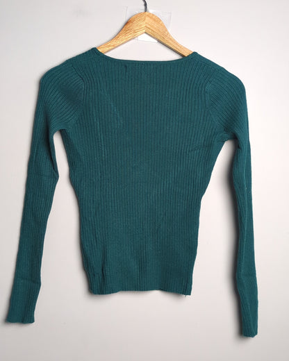 Mango Green Wrap Sweater