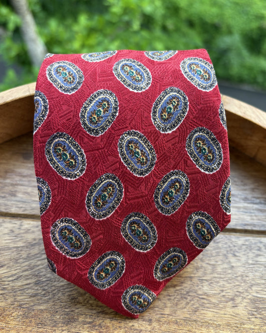 Chaps Red Graphic Silk Necktie