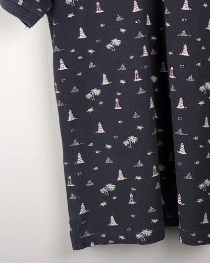 Cotton World Blue Printed Polo