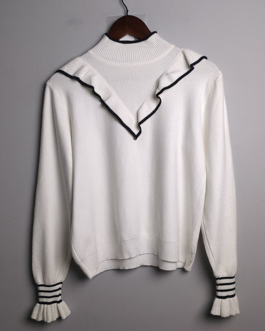 White Ruffle Sweater