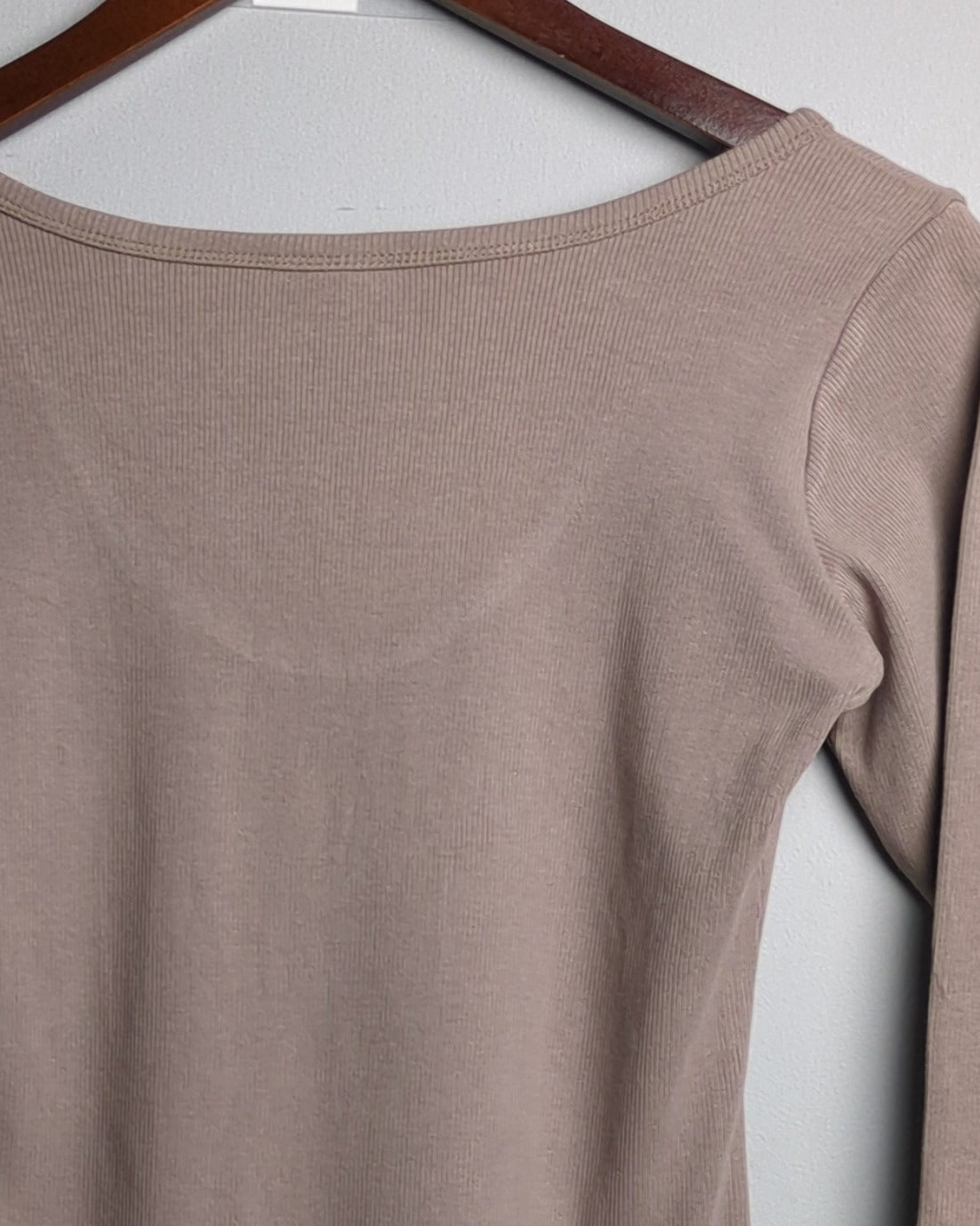 Beige Ribbed Bodysuit