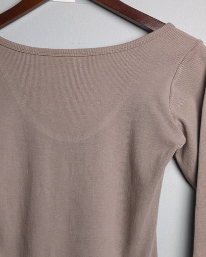 Beige Ribbed Bodysuit