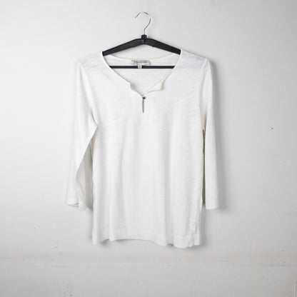 White Henley Long Sleeve Top