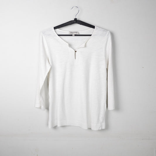 White Henley Long Sleeve Top