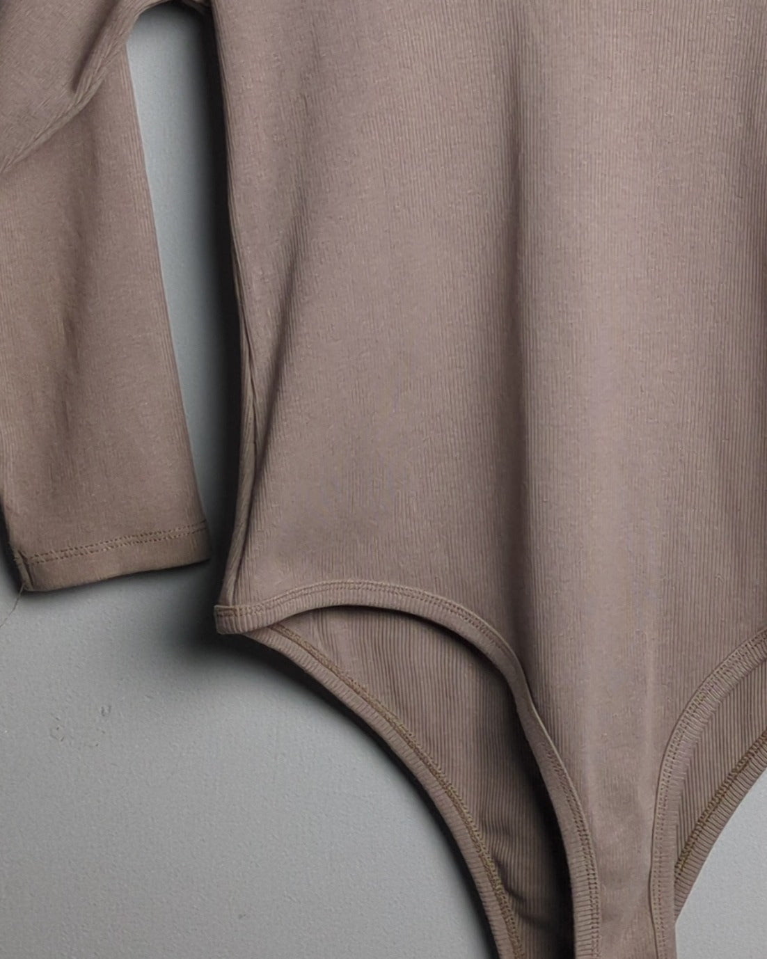 Beige Ribbed Bodysuit