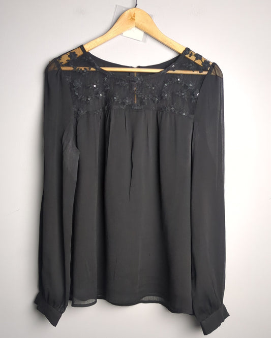 Forever 21 Black Embellished Blouse