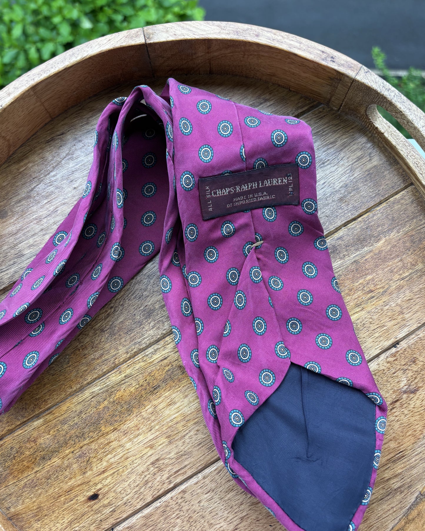 Chaps Ralph Lauren Wine Graphic Silk Necktie