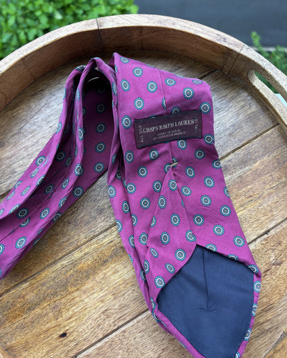 Chaps Ralph Lauren Wine Graphic Silk Necktie