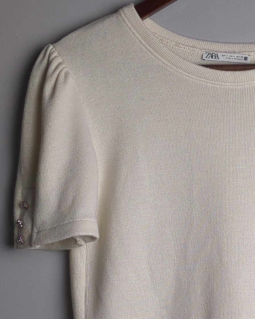 Zara White Knitted Top
