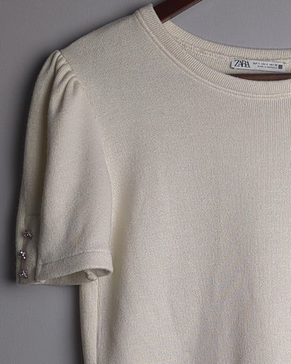 Zara White Knitted Top