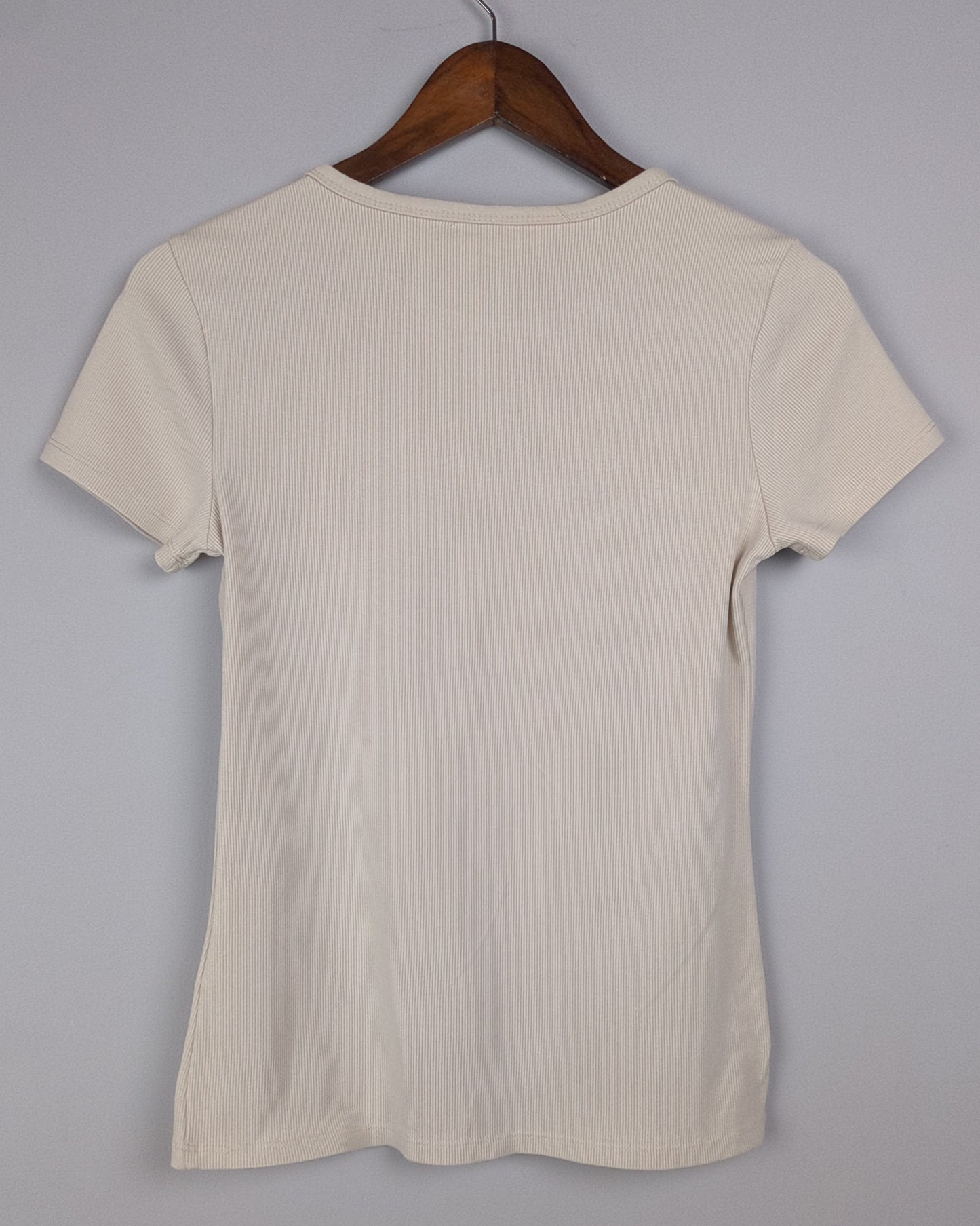 H&M Beige Ribbed T-shirt