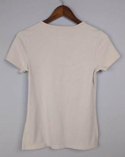 H&M Beige Ribbed T-shirt