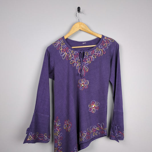 Purple Embroidered