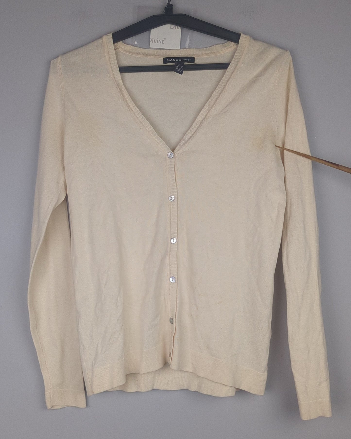Mango Beige Button Cardigan