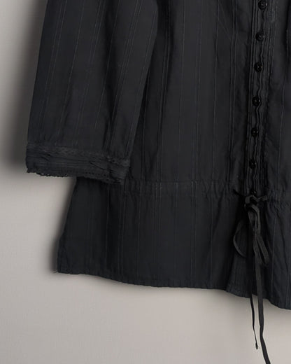 Roots 73 Black Button Blouse