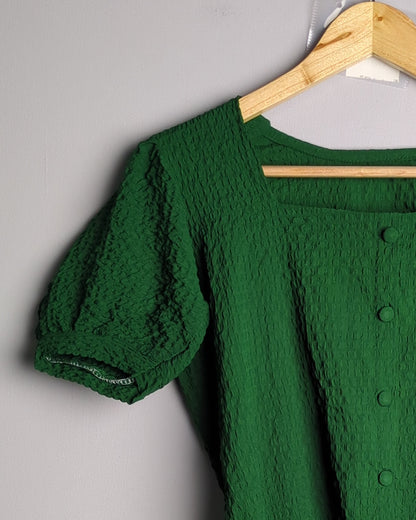 Green Smocked Blouse