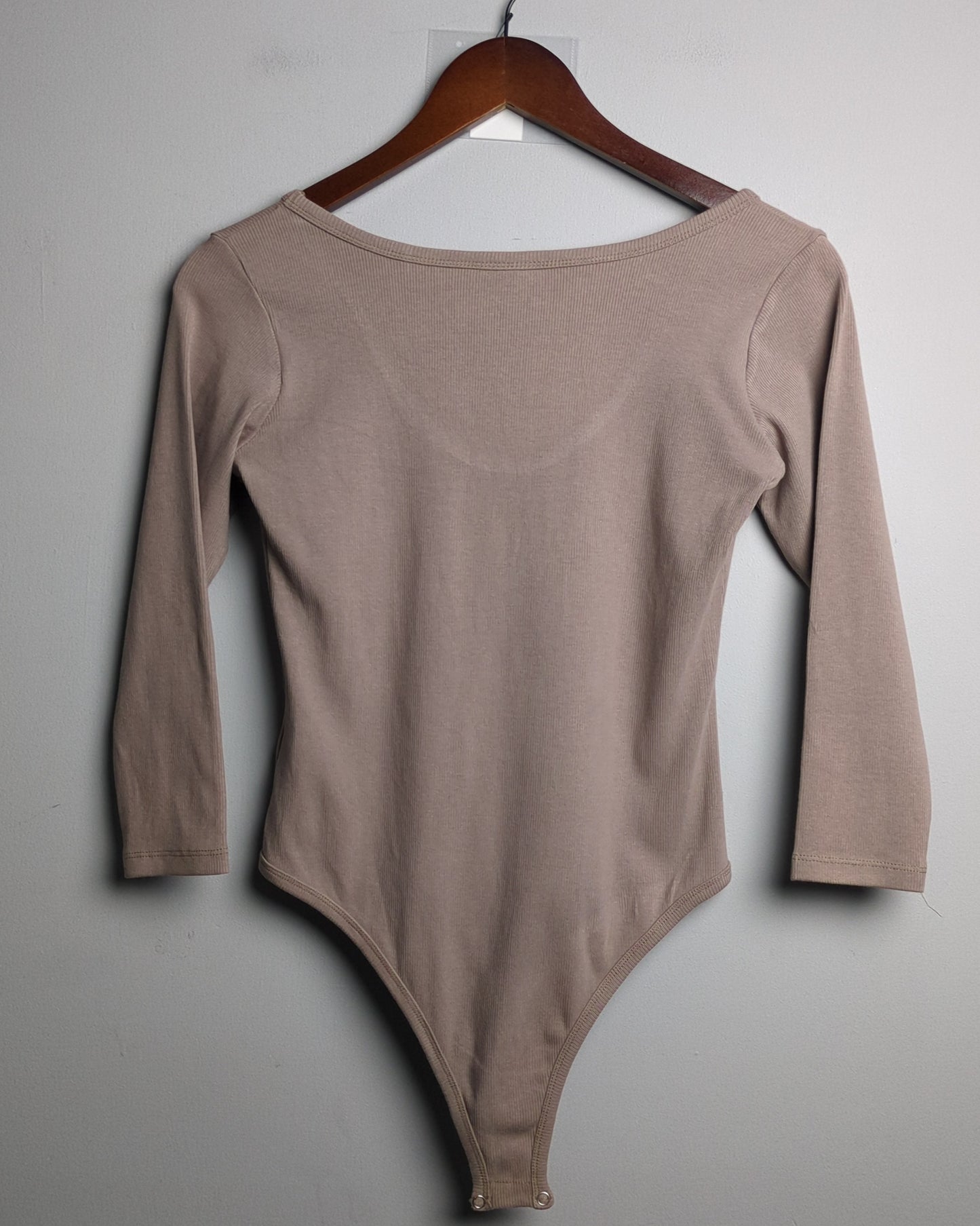 Beige Ribbed Bodysuit