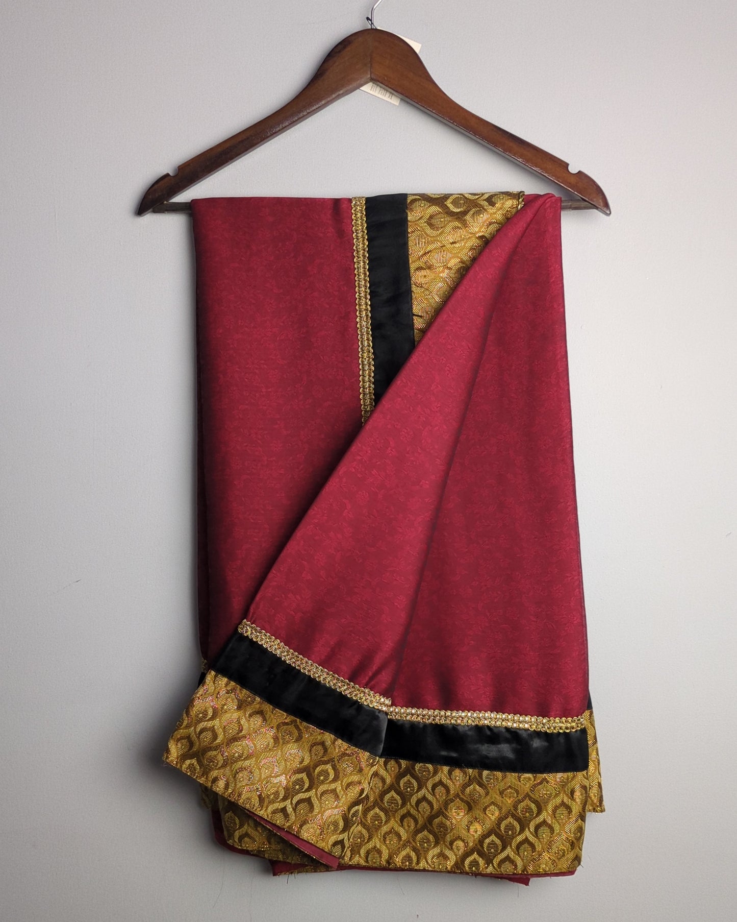 Maroon Gold Border Saree