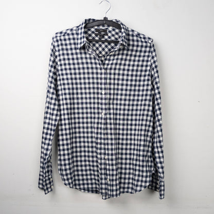 Navy and White Gingham Check Shirt