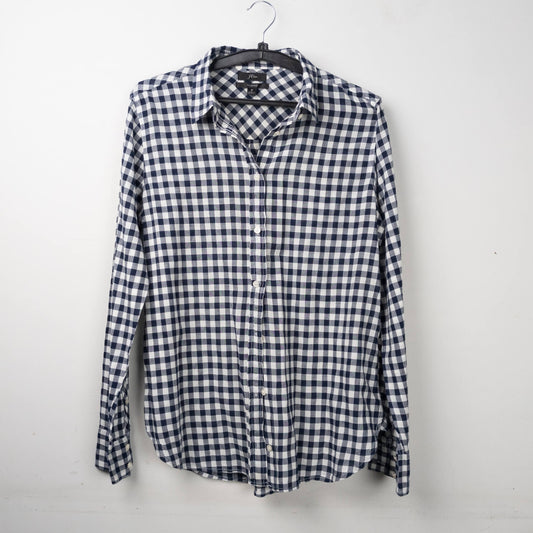 Navy and White Gingham Check Shirt